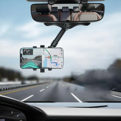 360° Swivel Rearview Mirror Phone Mount