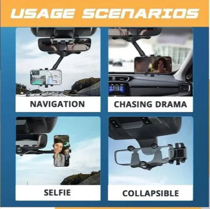 360° Swivel Rearview Mirror Phone Mount