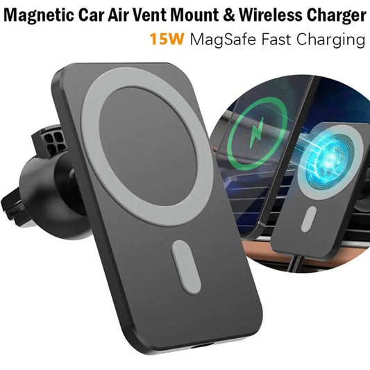 Magnetic Wireless Charger Car Mount Holder - For iPhone 12, 13, 14 Pro Max MagSafe