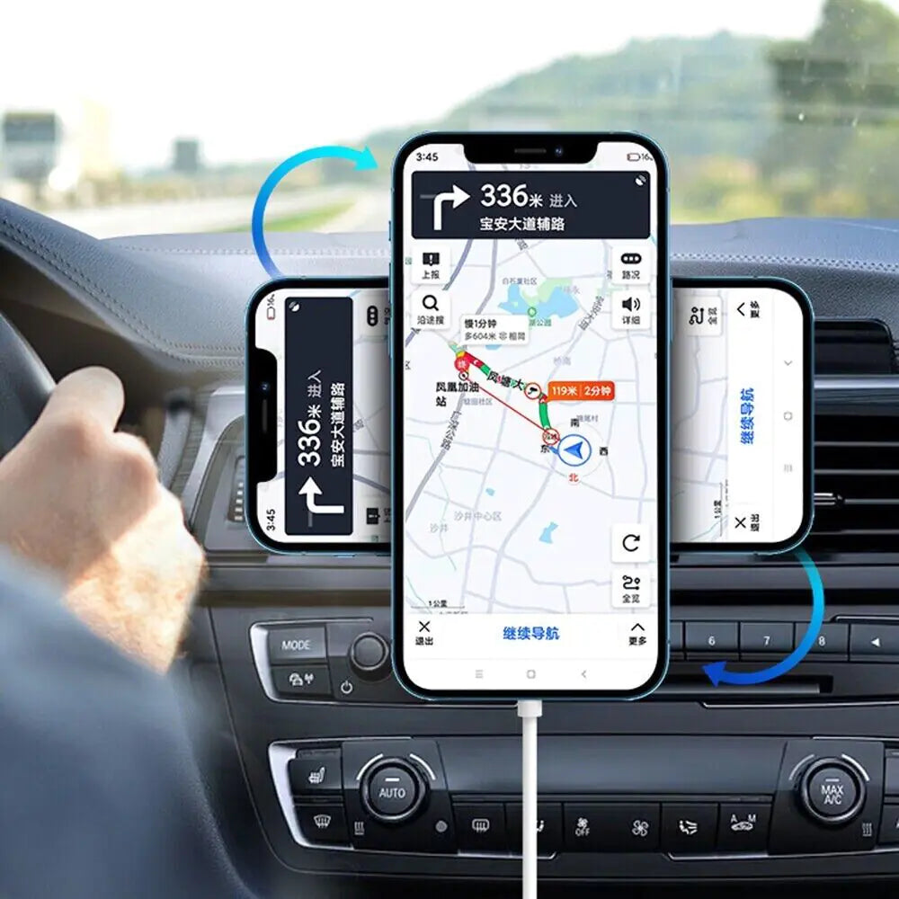 Magnetic Wireless Charger Car Mount Holder - For iPhone 12, 13, 14 Pro Max MagSafe